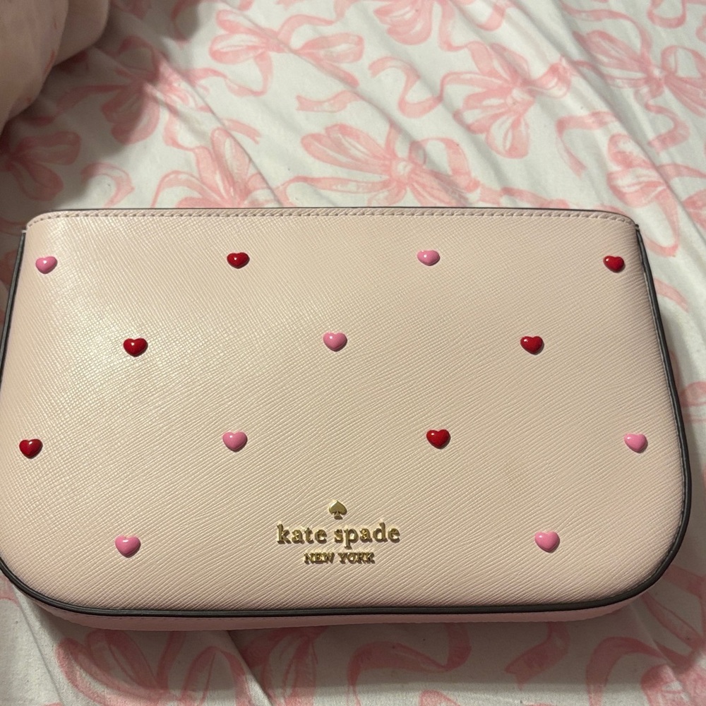 Kate Spade Blush Pink Heart-Studded Pouch